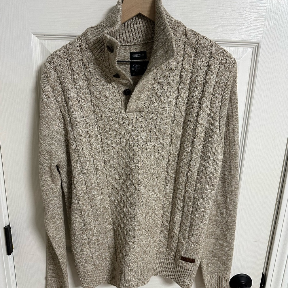 Buffalo David Bitton Men's Beige Cable Knit Sweater